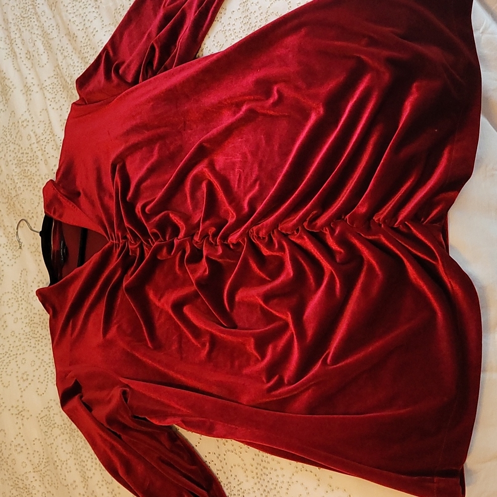Lands End red velvet tunic